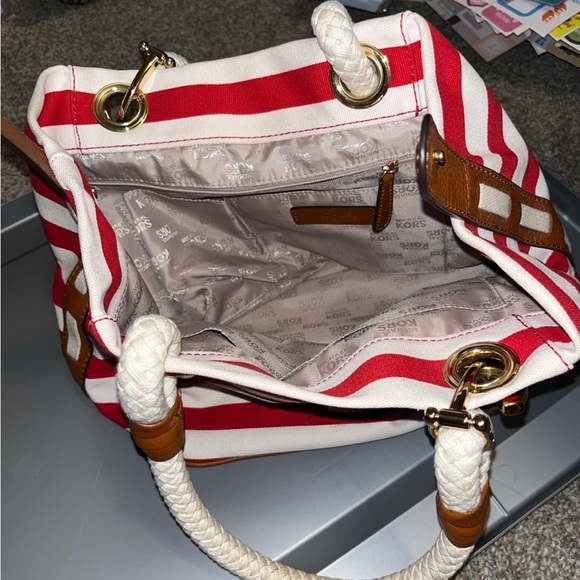 Michael Kors Red and White Nautical Tote - Picture 4 of 4